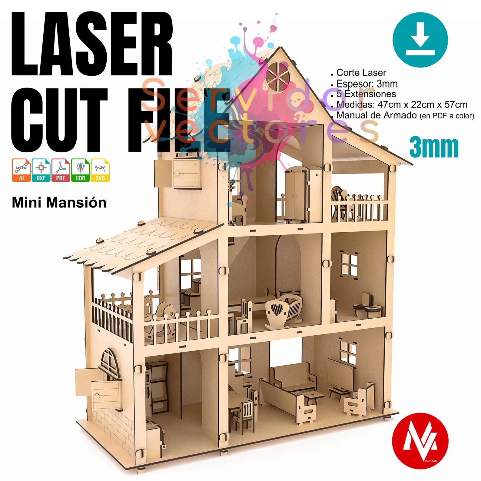 🏠✨ Casa de Muñecas LOL de 3 Pisos – Con Todos sus Muebles Incluidos 🎀🛋️
