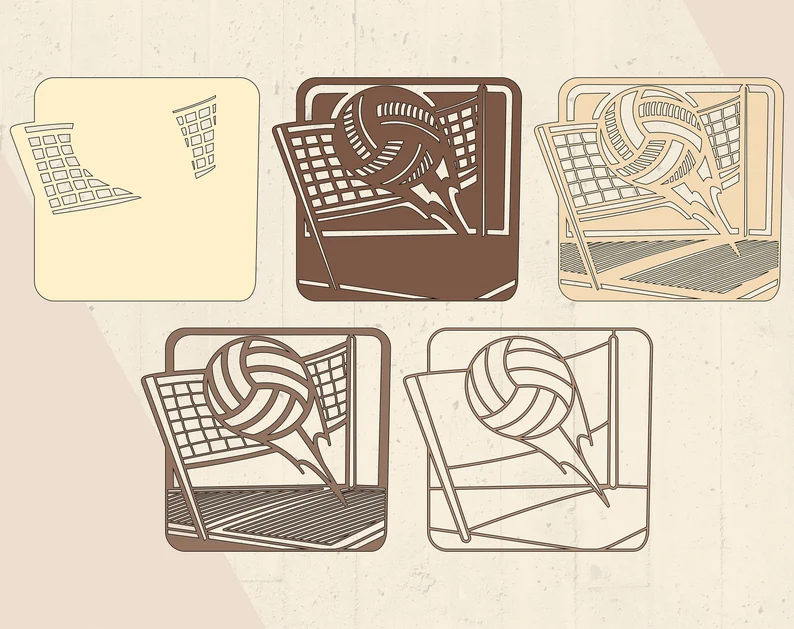 🏐✨ Diseño de Voleibol en Capas 3D – Archivo para Corte Láser 🎨📁 - ETSY - Imagen 6