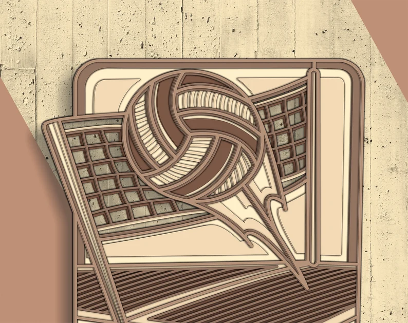 🏐✨ Diseño de Voleibol en Capas 3D – Archivo para Corte Láser 🎨📁 - ETSY - Imagen 2