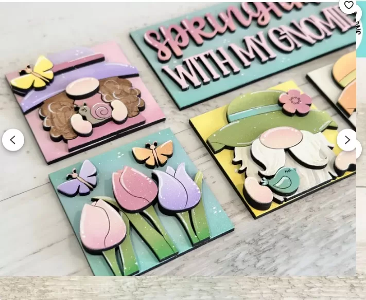 🌸🧙♂️ Gnomo de Primavera con Mini Letrero Intercambiable – Archivo para Corte Láser 🌼🔄 - ETSY - Imagen 2