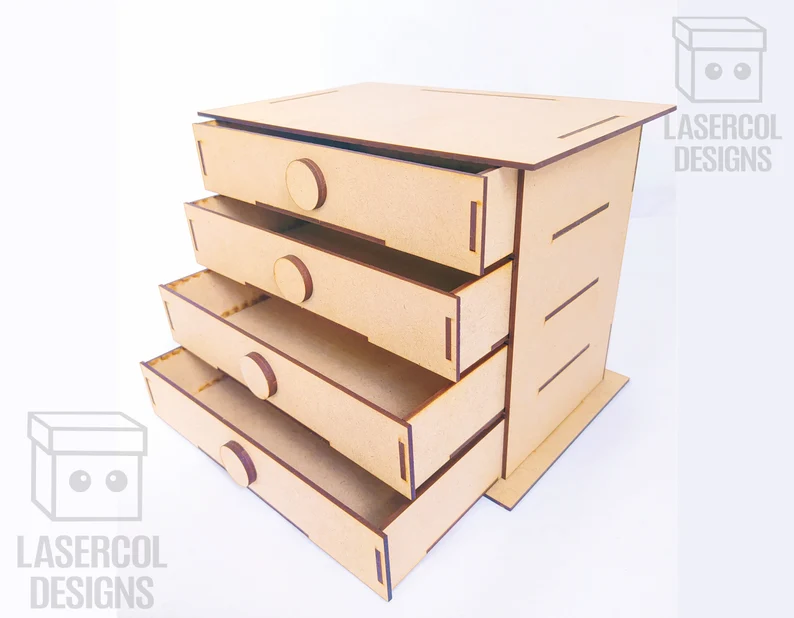🗄️✨ Organizador de Escritorio – Diseño con 4 Cajones para Corte Láser 🖊️📦 - ETSY - Imagen 4
