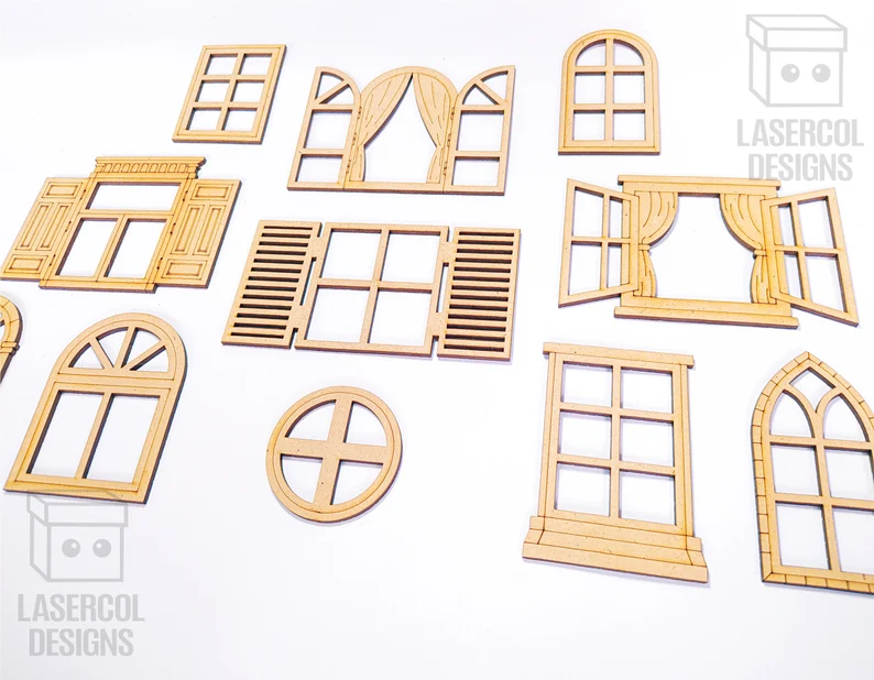 🏠 Variedad de Ventanas – Pack Decorativo para Corte Láser ✨🔨 - ETSY - Imagen 6
