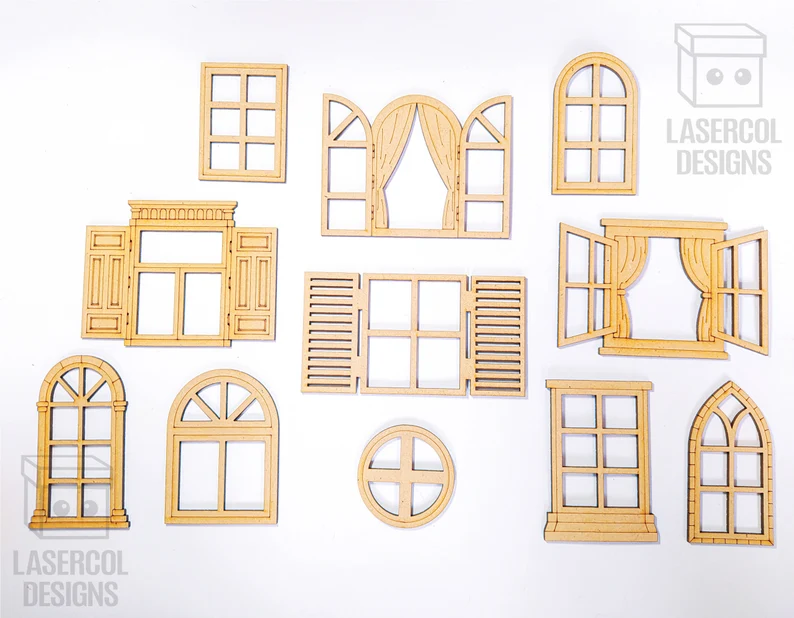 🏠 Variedad de Ventanas – Pack Decorativo para Corte Láser ✨🔨 - ETSY - Imagen 5