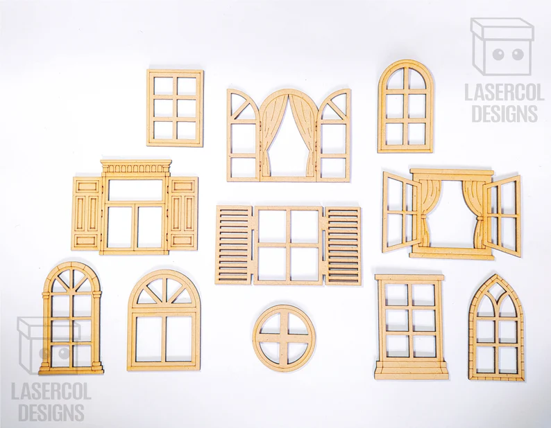 🏠 Variedad de Ventanas – Pack Decorativo para Corte Láser ✨🔨 - ETSY - Imagen 4