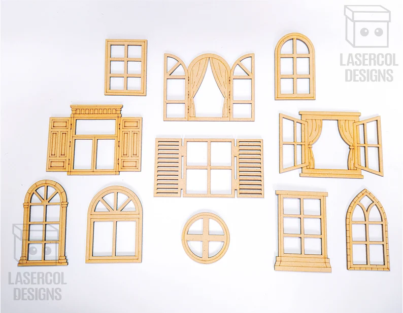 🏠 Variedad de Ventanas – Pack Decorativo para Corte Láser ✨🔨 - ETSY - Imagen 2