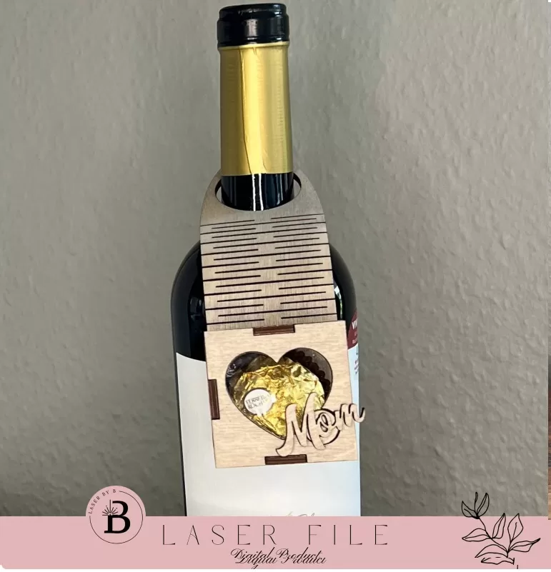 🍷🎁 Mini Caja de Regalo para Botella de Vino🪵💡-ETSY