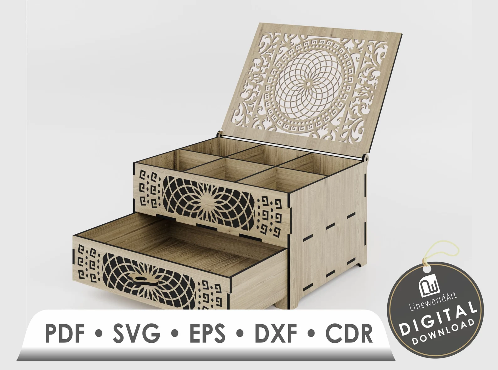 💍✨ Caja de Joyería con Cajones – Archivo para Corte Láser 📦🔧