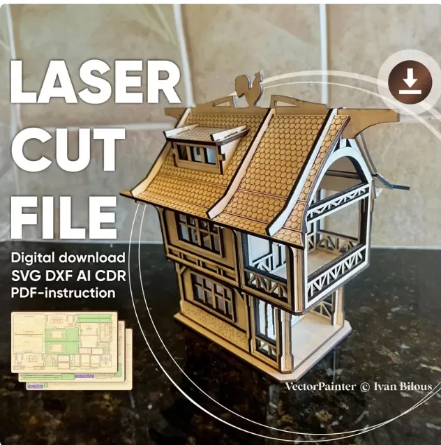 🏰 Casa Medieval con Instrucciones de Armado – Archivos Digitales para Corte Láser ✨