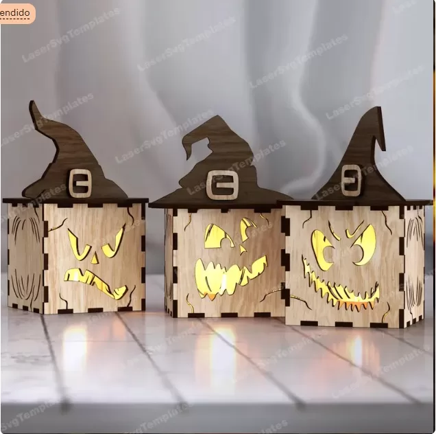 🎃🕯️ Candelabro de Calabaza de Halloween – Pack con 6 Diseños para Corte Láser 👻✨ - Imagen 3