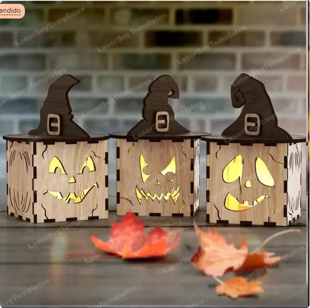 🎃🕯️ Candelabro de Calabaza de Halloween – Pack con 6 Diseños para Corte Láser 👻✨ - Imagen 2