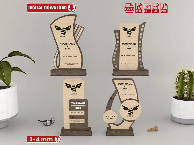 🏆 Trofeo de Premios Rectangular – Archivos Digitales para Corte Láser ✨ - Imagen 3