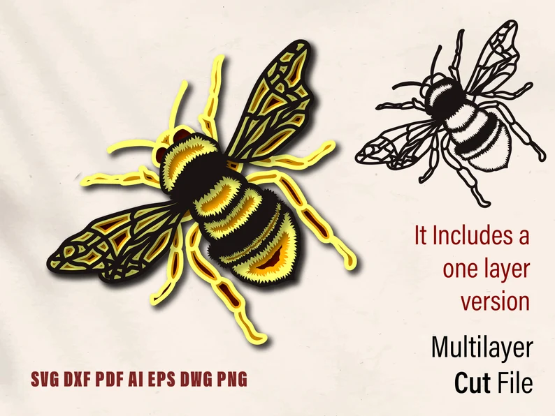 🐝 Abeja en Capas – Archivos Digitales para Corte Láser ✨