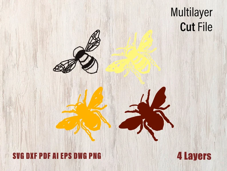 🐝 Abeja en Capas – Archivos Digitales para Corte Láser ✨ - Imagen 3
