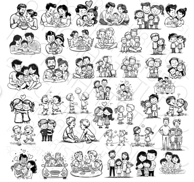 🎨✨ BUNDLE Doodle Familiar | Archivos SVG + PNG - Imagen 2