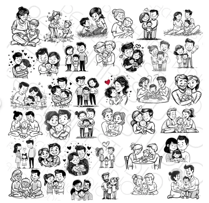 🎨✨ BUNDLE Doodle Familiar | Archivos SVG + PNG - Imagen 3