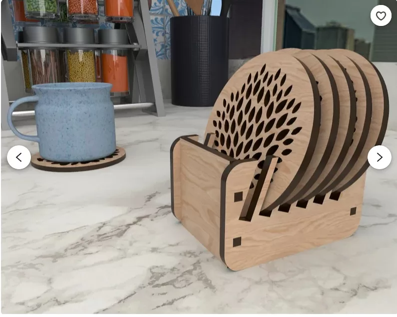 🪵 Posavasos de Madera Redondos con Soporte