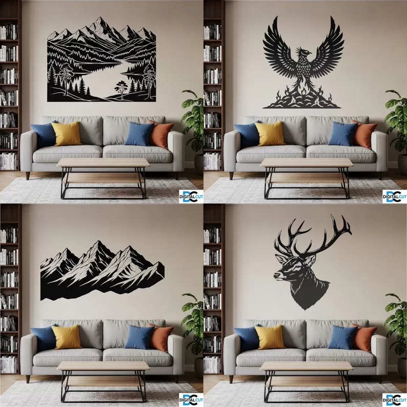 🖼️✨ Pack de 20 Siluetas de Diseño Wall Art – Archivos Láser - ETSY - Imagen 3