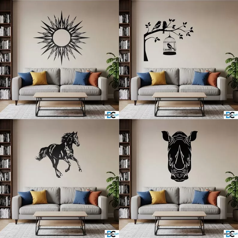🖼️✨ Pack de 20 Siluetas de Diseño Wall Art – Archivos Láser - ETSY - Imagen 4