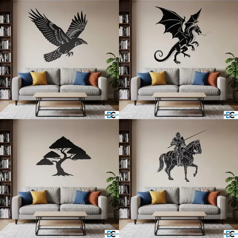 🖼️✨ Pack de 20 Siluetas de Diseño Wall Art – Archivos Láser - ETSY - Imagen 5