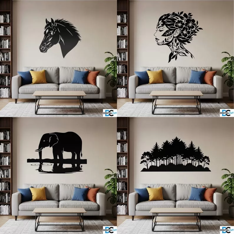 🖼️✨ Pack de 20 Siluetas de Diseño Wall Art – Archivos Láser - ETSY - Imagen 6